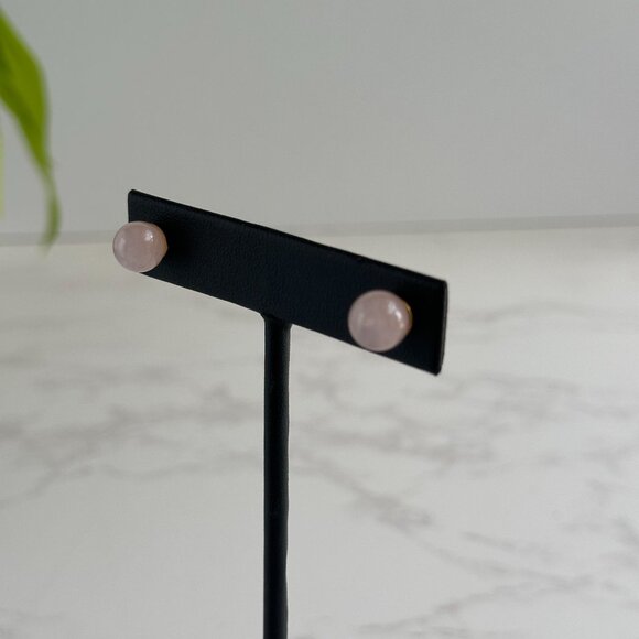 Sterling Silver & Rose Quartz Stud Earrings - Picture 4 of 5